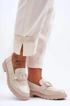 Lakierowane Mokasyny Na Platformie Beżowe Jarren