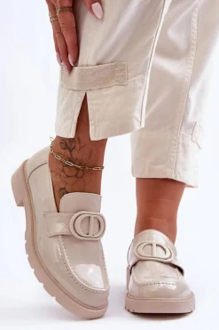 Lakierowane Mokasyny Na Platformie Beżowe Jarren