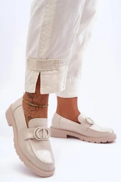 Lakierowane Mokasyny Na Platformie Beżowe Jarren