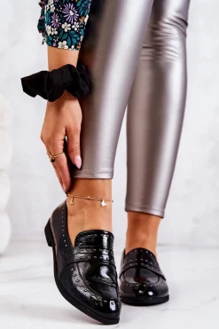 Lakierowane Mokasyny Z Dżetami La.Fi 210016B-LA Czarne