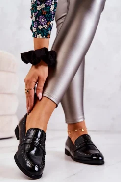 Lakierowane Mokasyny Z Dżetami La.Fi 210016B-LA Czarne