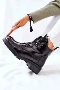 Lakierowane Ocieplane Botki Czarne Cloghan