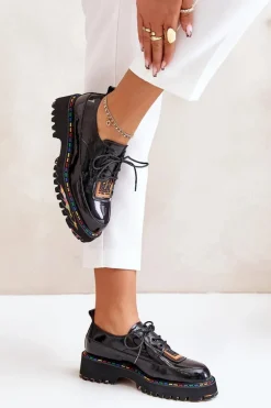 Lakierowane Półbuty Damskie Sznurowane Artiker 55C0499 Czarne