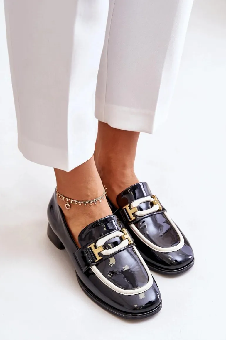 Lakierowane Półbuty Damskie Na Klocku Artiker 55C0104 Czarne