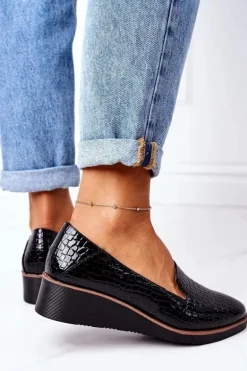 Lakierowane Półbuty Na Koturnie Vinceza 10675 Czarne