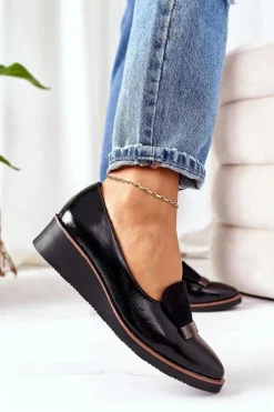 Lakierowane Półbuty Na Koturnie POTOCKI 12032 Czarne