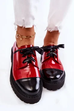 Lakierowane Półbuty Wiązane Laura Messi 2441 Czerwone