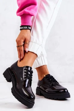 Lakierowane Półbuty Wiązane La.Fi Czarne Joselin