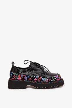 Lakierowane Półbuty Z Naturalnej Skóry Ze Wzorem Artiker 57C0174 Czarne