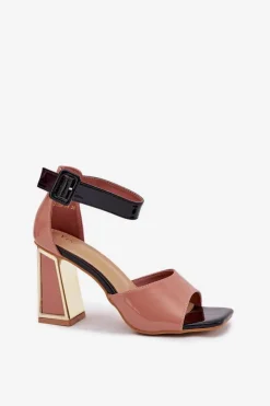 Lakierowane Sandały Damskie Na Słupku Vinceza 20266 Różowe