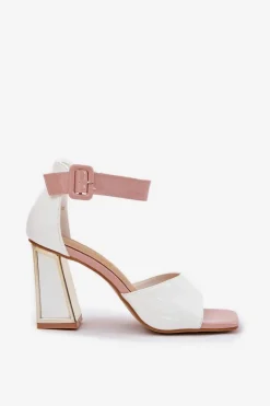 Lakierowane Sandały Damskie Na Słupku Vinceza 20266 Białe