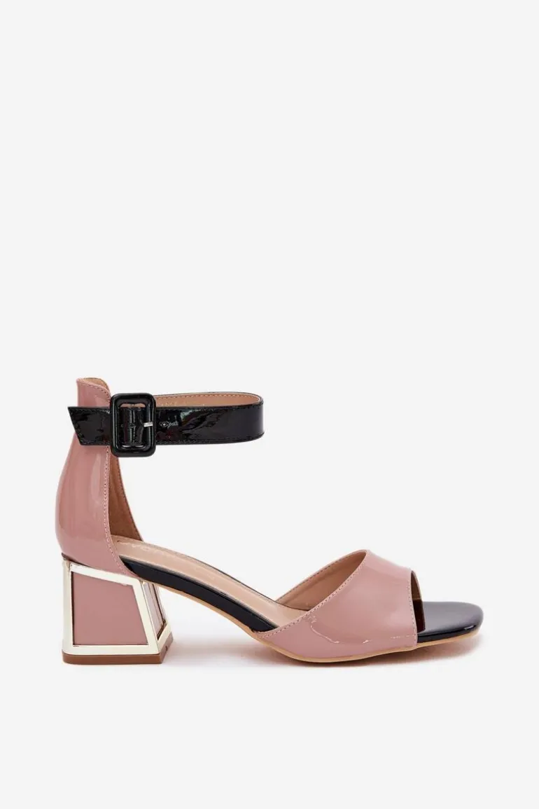 Lakierowane Sandały Damskie Na Słupku Nude Zennia