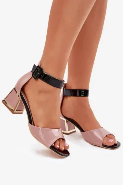 Lakierowane Sandały Damskie Na Słupku Nude Zennia