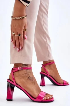Lakierowane Sandały Na Obcasie Fuksja Owen