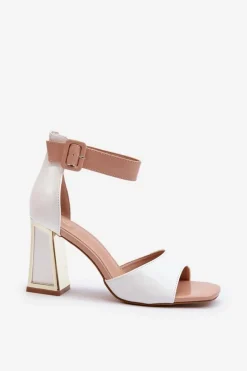 Lakierowane Sandały Na Słupku Białe Adrianu