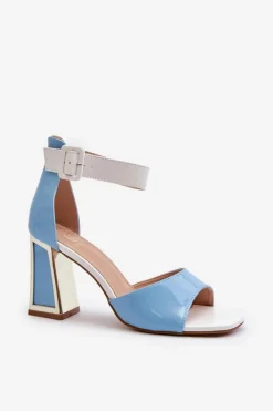 Lakierowane Sandały Na Słupku Niebieskie Adrianu