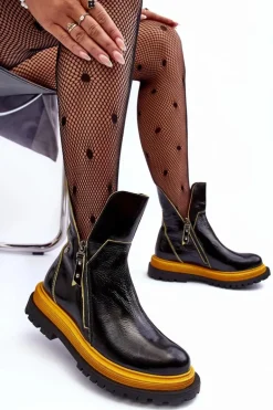 Lakierowane Skórzane Botki Damskie Maciejka 05747-07 Czarne