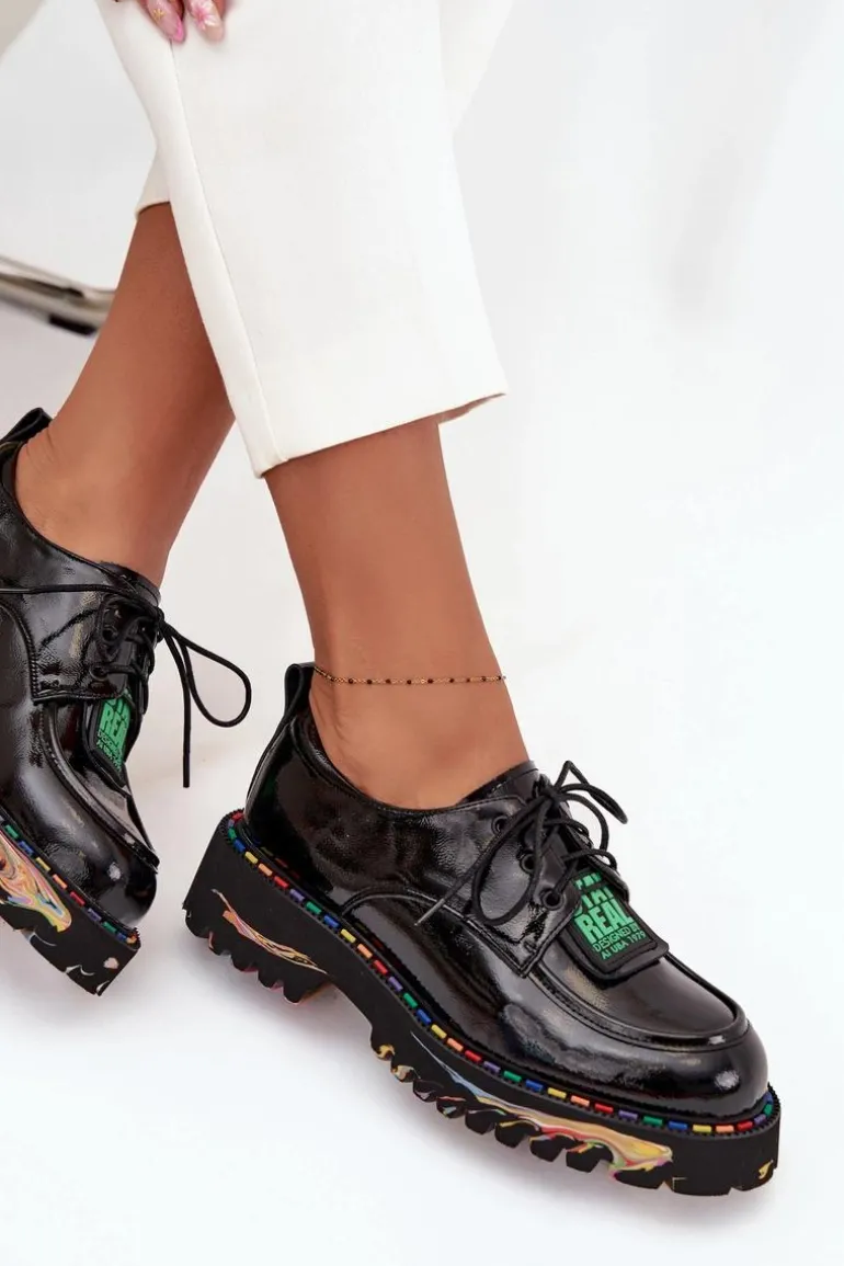 Lakierowane Skórzane Półbuty Damskie Artiker 57C0172 Czarne