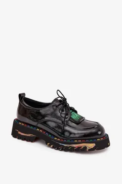 Lakierowane Skórzane Półbuty Damskie Artiker 57C0172 Czarne