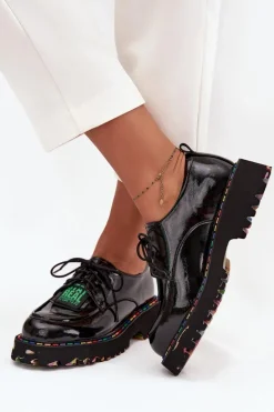 Lakierowane Skórzane Półbuty Damskie Artiker 57C0172 Czarne