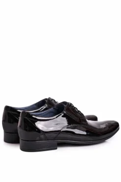 Lakierowane Skórzane Półbuty Bednarek 694 Czarne