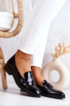 Lakierowane Skórzane Półbuty Czarne Sherilyn