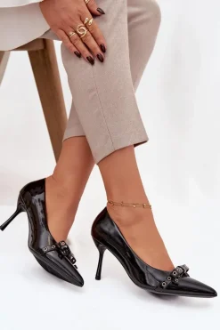 Lakierowane Szpilki Z Kokardką Czarne Janisse