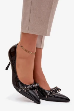 Lakierowane Szpilki Z Kokardką Czarne Janisse