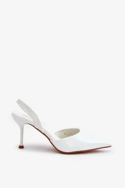 Lakierowane Szpilki Z Odkrytą Piętą Białe Emmizola