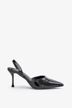 Lakierowane Szpilki Z Odkrytą Piętą Czarne Emmizola