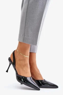 Lakierowane Szpilki Z Odkrytą Piętą Czarne Emmizola