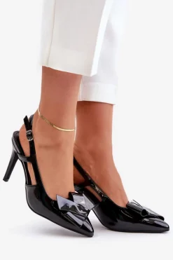 Lakierowane Szpilki Z Odkrytą Piętą Czarne Auroravia