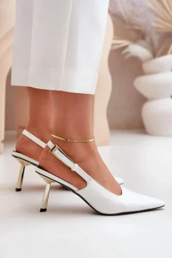 Lakierowane Szpilki Z Odkrytą Piętą Białe Filona