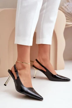 Lakierowane Szpilki Z Odkrytą Piętą Czarne Filona