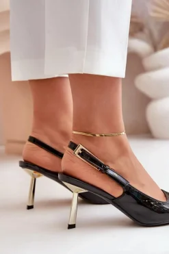 Lakierowane Szpilki Z Odkrytą Piętą Czarne Filona