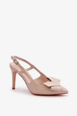 Lakierowane Szpilki Z Odkrytą Piętą Beżowe Auroravia