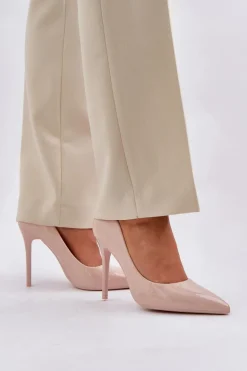 Lakierowane Szpilki Ze Szpiczastymi Noskami Beżowe Vizana