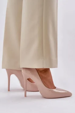 Lakierowane Szpilki Ze Szpiczastymi Noskami Beżowe Vizana