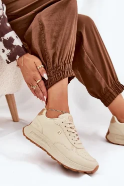 Lekkie Buty Sportowe Damskie Big Star RR274630 HI-POLY SYSTEM Beżowe