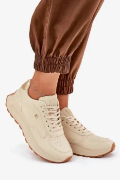 Lekkie Buty Sportowe Damskie Big Star RR274630 HI-POLY SYSTEM Beżowe