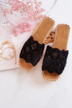 Lekkie Damskie Klapki Czarne Polly