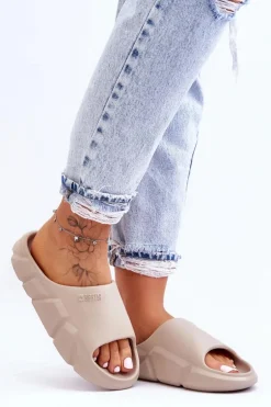 Lekkie Damskie Piankowe Klapki Big Star LL274593 Beżowe