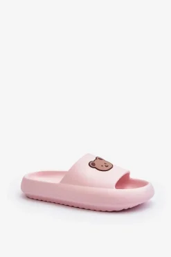 Lekkie Damskie Piankowe Klapki Z Misiem Różowe Lia