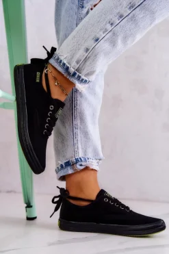 Lekkie Damskie Tenisówki Big Star JJ274261 Czarne