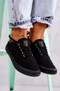 Lekkie Damskie Tenisówki Big Star JJ274261 Czarne