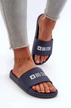 Lekkie Klapki Damskie Big Star NN274A658 Granatowe