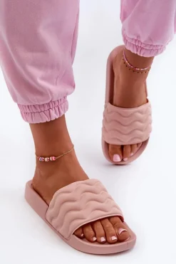 Lekkie Klapki Damskie Na Basen Jasnoróżowe Beliordia