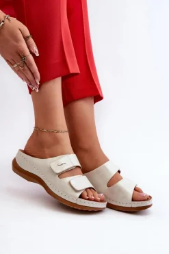 Lekkie Klapki Damskie Z Eko Skóry Srebrne Frellia