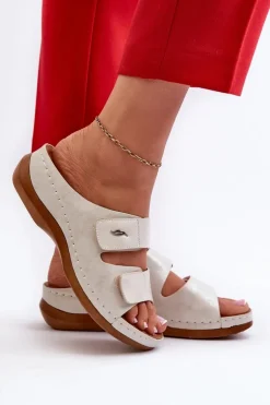 Lekkie Klapki Damskie Z Eko Skóry Srebrne Frellia