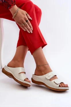 Lekkie Klapki Damskie Z Eko Skóry Srebrne Frellia